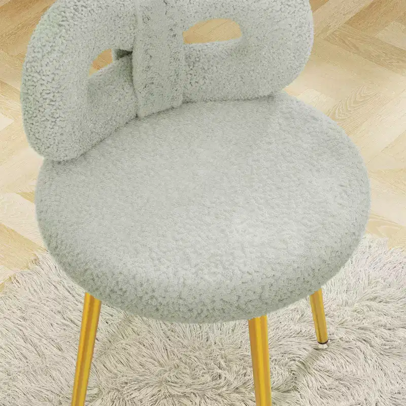 Chaise de vanité avec dossier, Chaise de maquillage pivotante, Chaise de bureau rembourrée pour filles