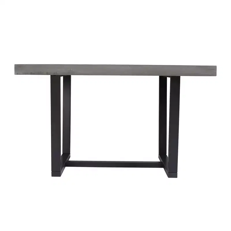 Table de salle à manger moderne en bois massif vieilli et métal, style industriel-fermier