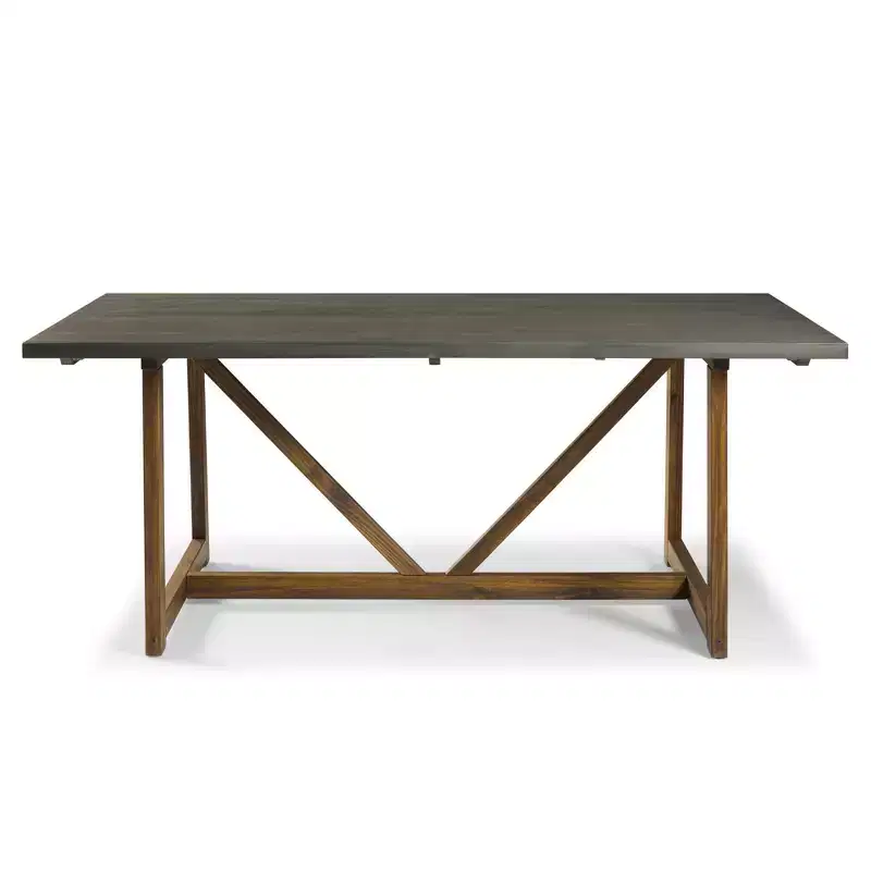 Table de salle à manger moderne en bois massif vieilli et métal, style industriel-fermier