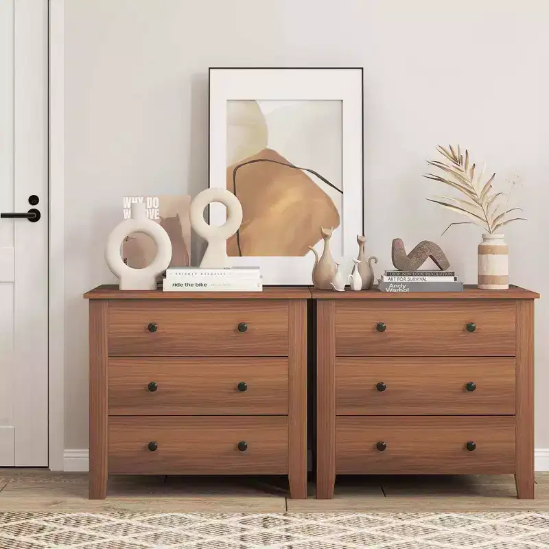 Commode à 3 tiroirs avec poignées pratiques et rails coulissants fluides