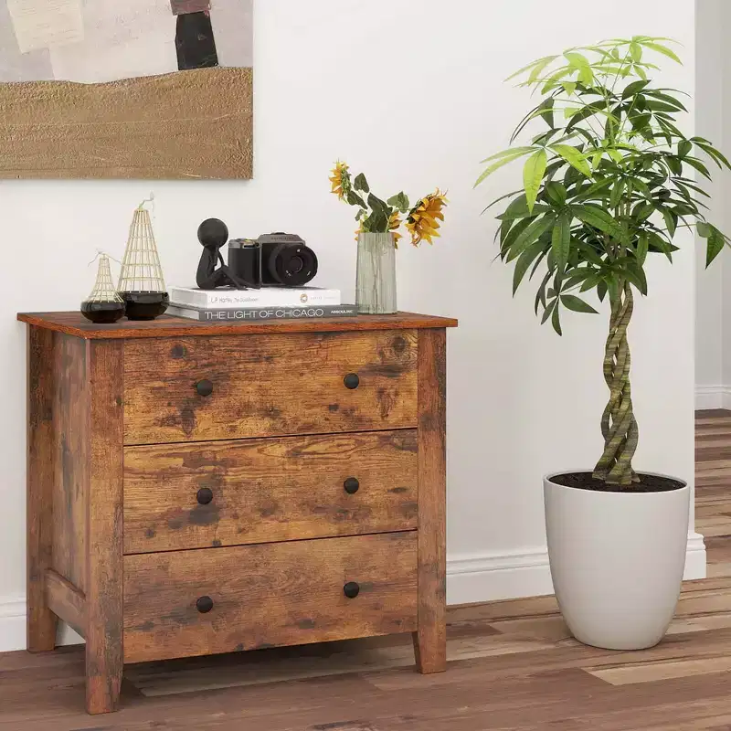 Commode à 3 tiroirs avec poignées pratiques et rails coulissants fluides