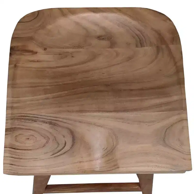 Tabouret de comptoir en bois d'acacia fait main sans dossier
