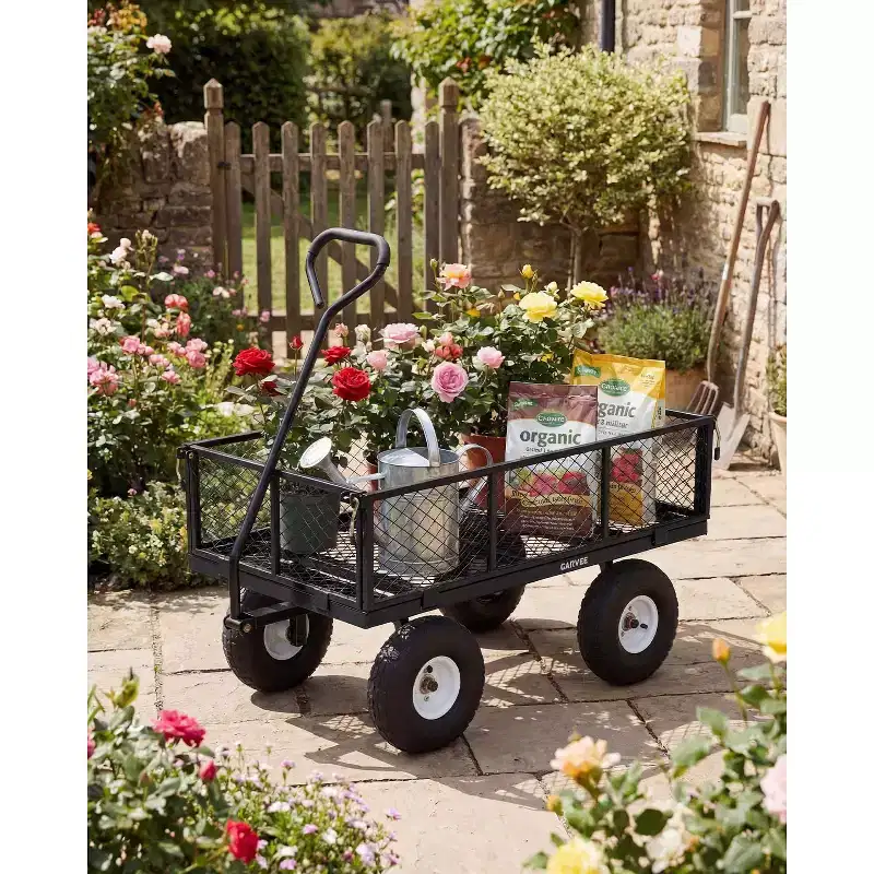 Chariot utilitaire d'extérieur robuste, capacité de 360 kg, pneus pneumatiques tout-terrain de 10 pouces