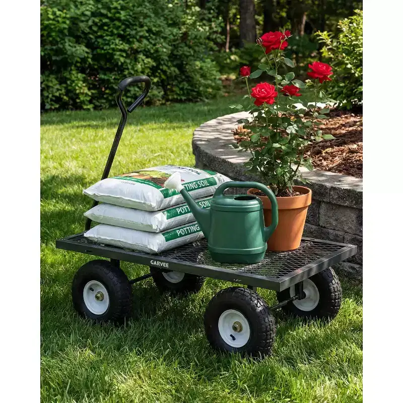 Chariot utilitaire d'extérieur robuste, capacité de 360 kg, pneus pneumatiques tout-terrain de 10 pouces