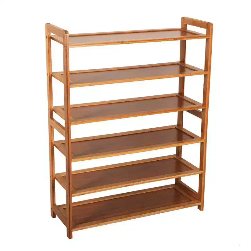 Meuble à chaussures en bambou marron à 6 niveaux de 68 cm de largeur