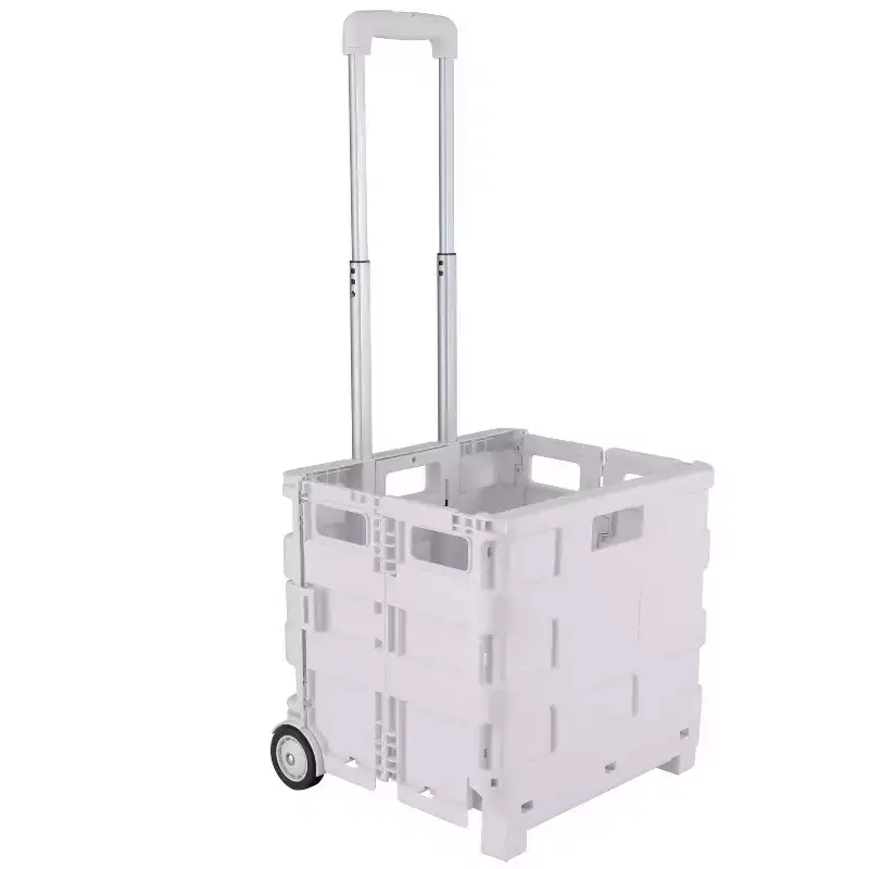 Chariot de courses pliable portable Chariot utilitaire pliable blanc avec roues
