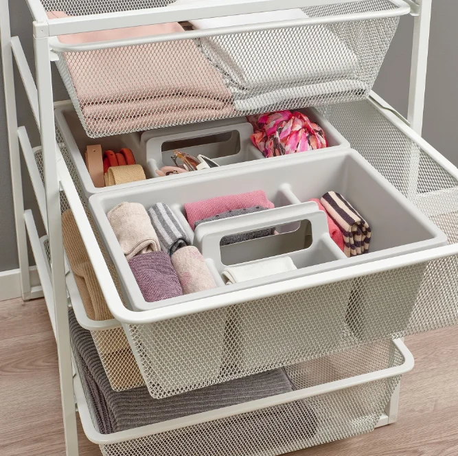 FANGGRODA Compartmentalized organizer, gray,35x24x14 cm