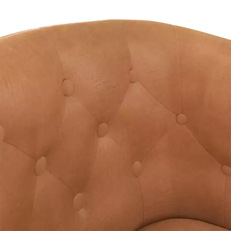 Fauteuil baignoire en similicuir marron avec pouf - Sièges modernes