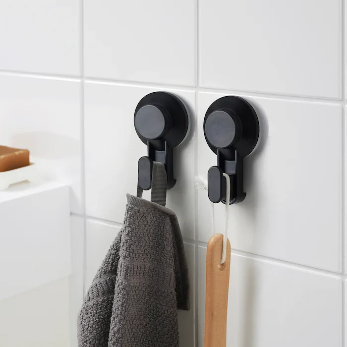TISKEN Hook with suction cup, black