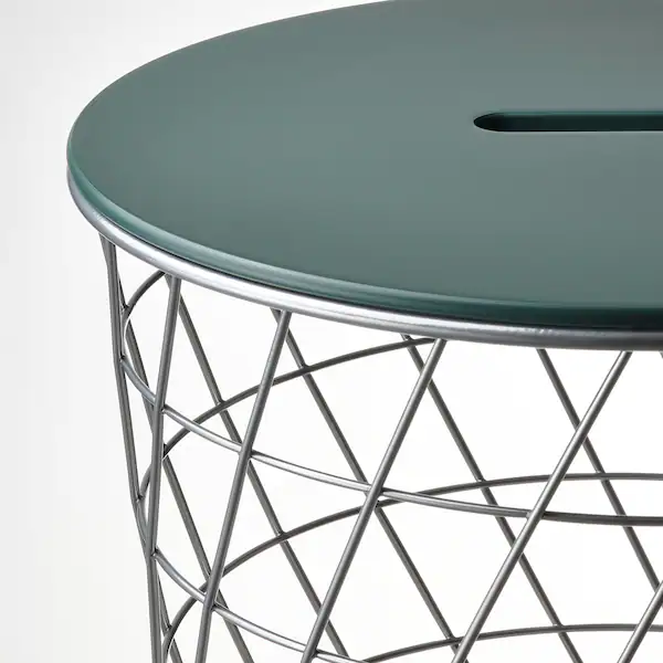 KVISTBRO Storage table, silver color/dark gray-green, 44 cm (17 3/8 ")