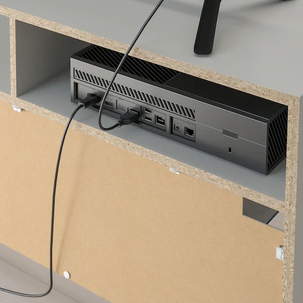 SPIKSMED TV bench, light grey, 97x32 cm