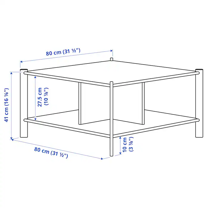 JATTESTA Coffee table, black, 80x80 cm