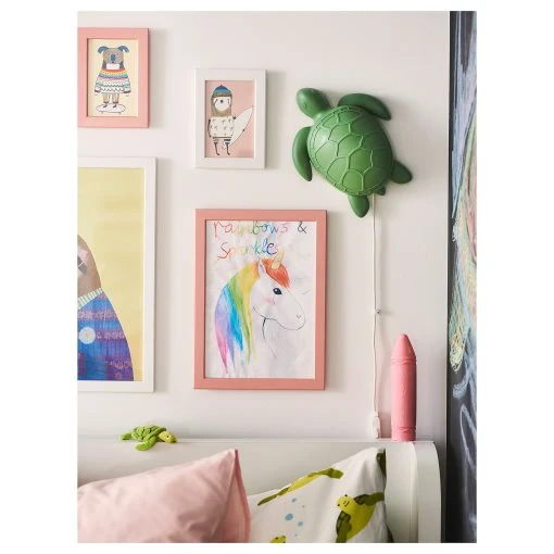 BLAVINGAD LED wall lamp, turtle/green