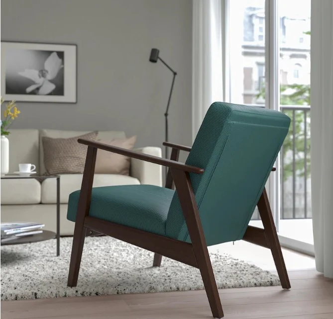 EKENÄSET Armchair, Kelinge grey-turquoise
