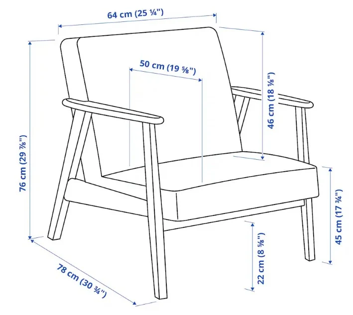 EKENÄSET Armchair, Kelinge grey-turquoise