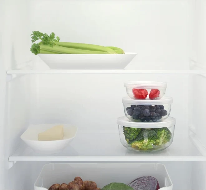 BESTAMMA Food container with lid, set of 3, glass