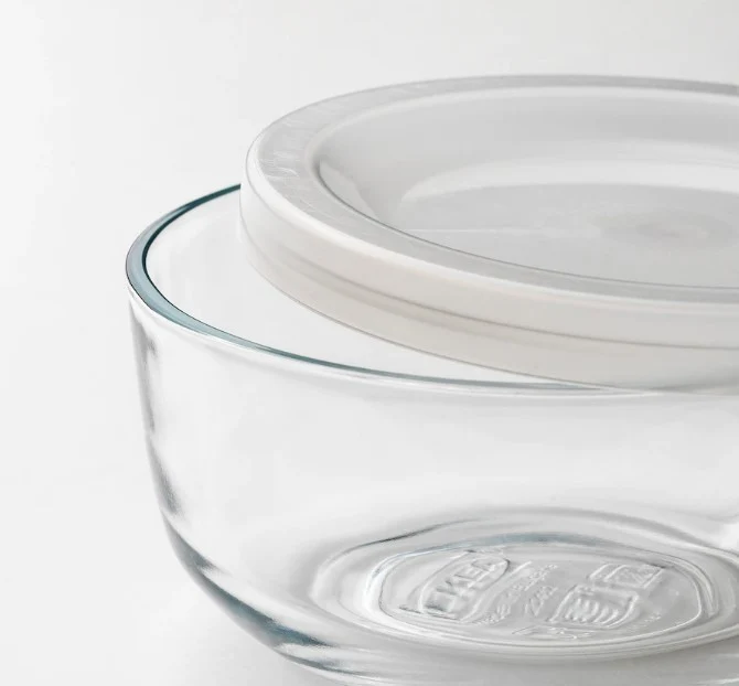 BESTAMMA Food container with lid, set of 3, glass