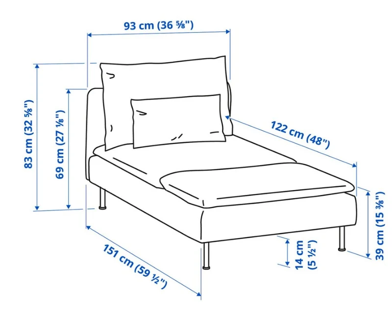 SODERHAMN Chaise longue, dark grey