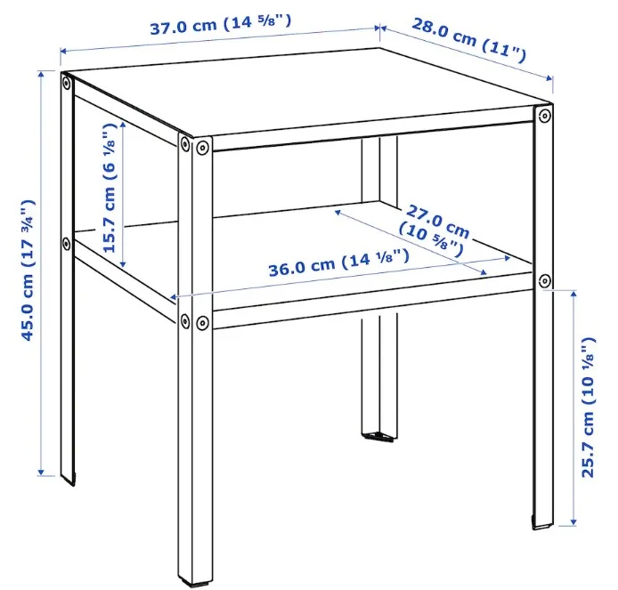 KNARREVIK Bedside table, black, 37x28 cm