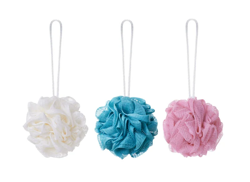 ABYAN Body puff, set of 3, pink/blue/white