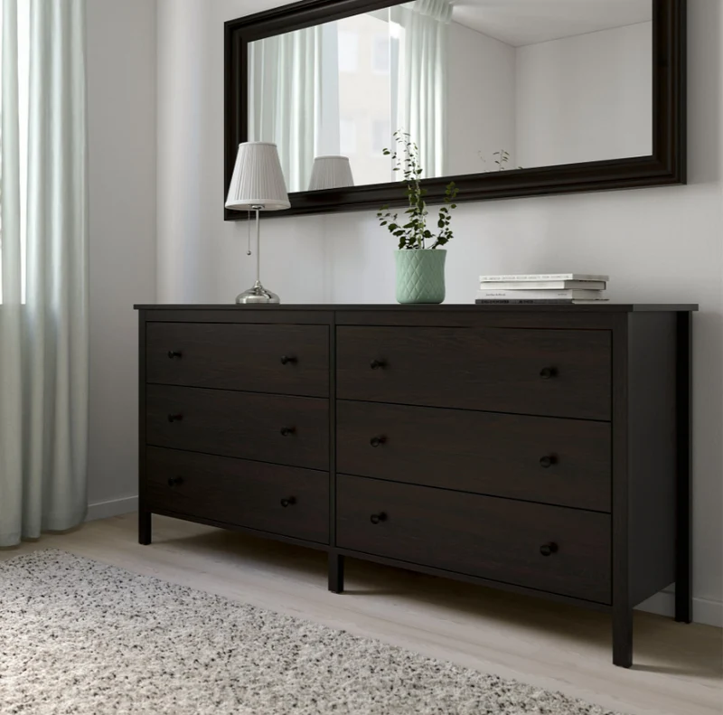 KOPPANG Chest of 6 drawers, black-brown, 172x83 cm