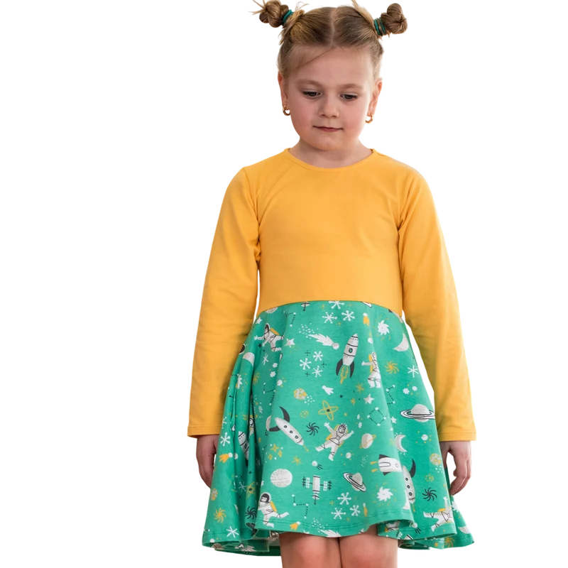 Kleid Astronautinnen gelb / türkis