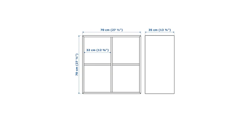 EKET Cabinet with 4 compartments, dark grey, 70x35x70 cm