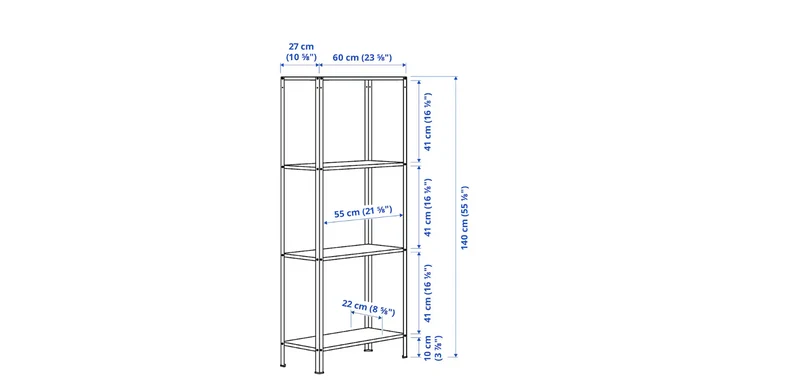 HYLLIS Shelving unit, in/outdoor, 60x27x140 cm