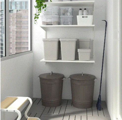 KNODD Bin with lid, grey, 40 l