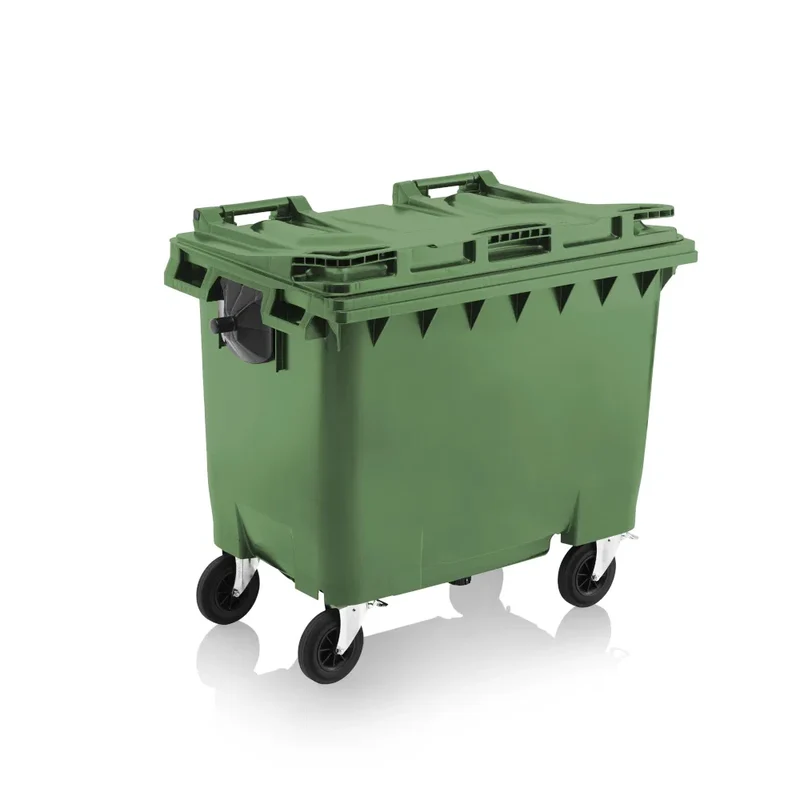Poubelle à roulettes - Verte - 660 litres