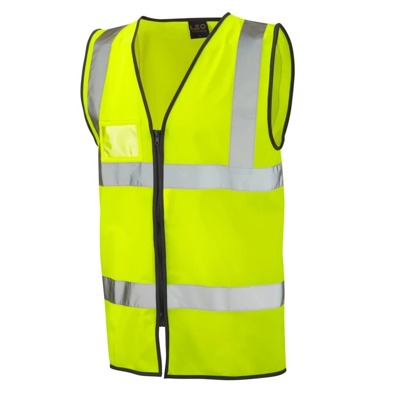 Gilet haute visibilité zippé avec poche porte-badge – EN ISO 20471 Classe 2 | Personnalisable