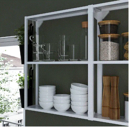 ENHET Wall frame shelves, white, 40x15x75 cm