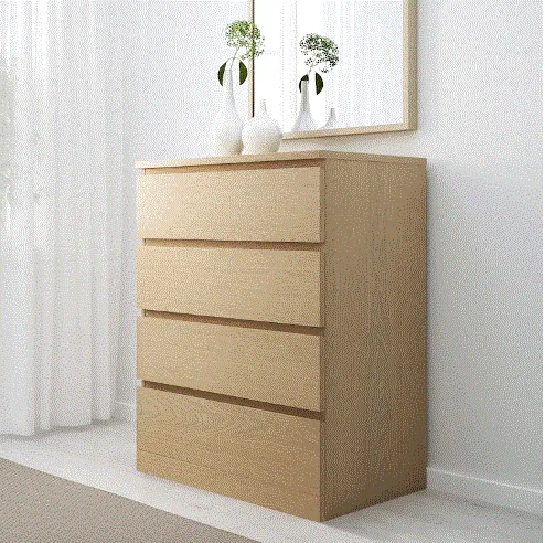 MALM Chest of 4 drawers, white stained oak veneer, 80x100 cm