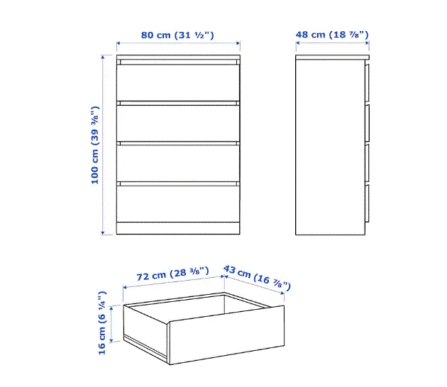 MALM Chest of 4 drawers, white stained oak veneer, 80x100 cm