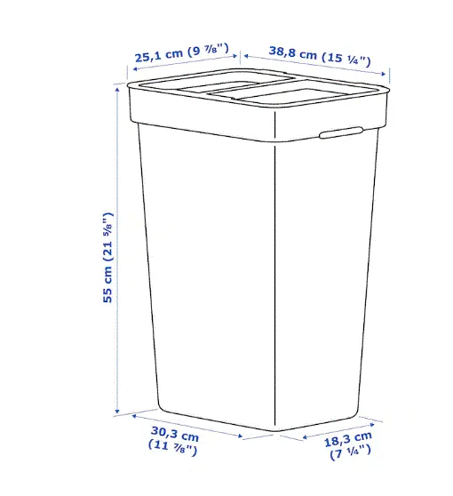 HALLBAR Bin w lid, light grey, 35 L