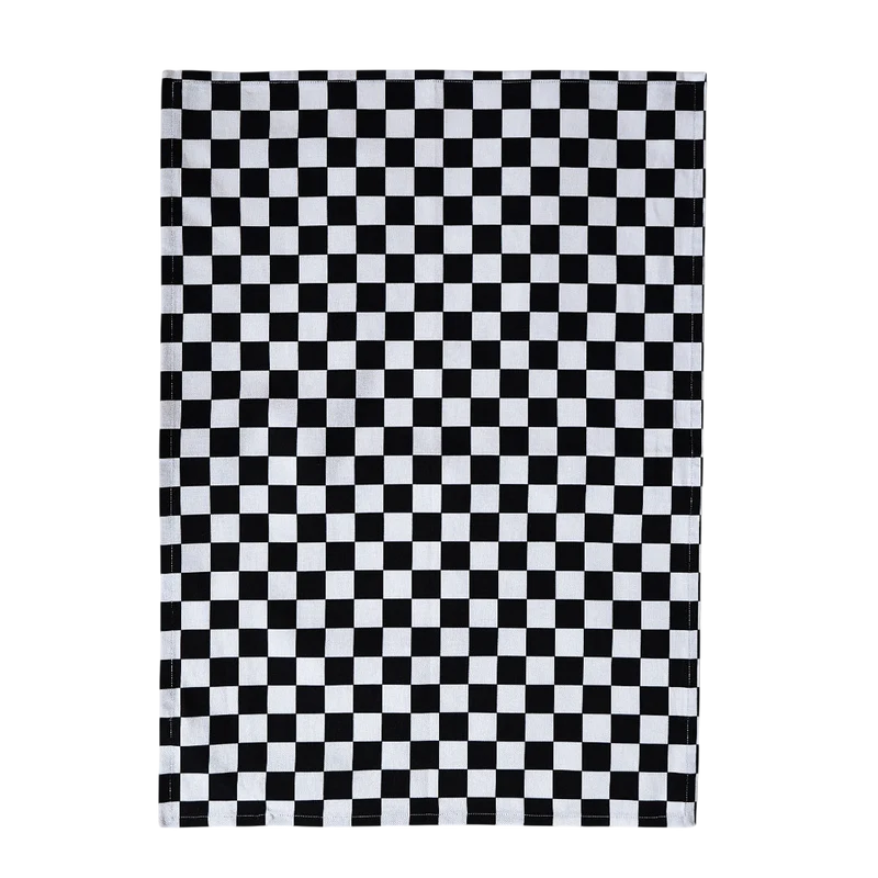 Küchentuch bedruckt Check Black White multi