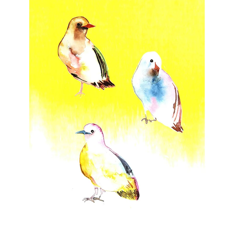 Küchentuch bedruckt Yellow Birds multi
