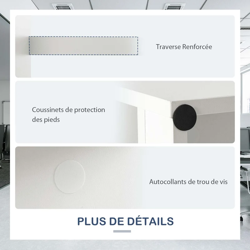 Costway - Bureau Ordinateur, Bureau Informatique, Grand Bureau, Bureau Moderne, Poste de Travail avec 4 Tiroirs, L110 x P60 x H76 cm, Blanc