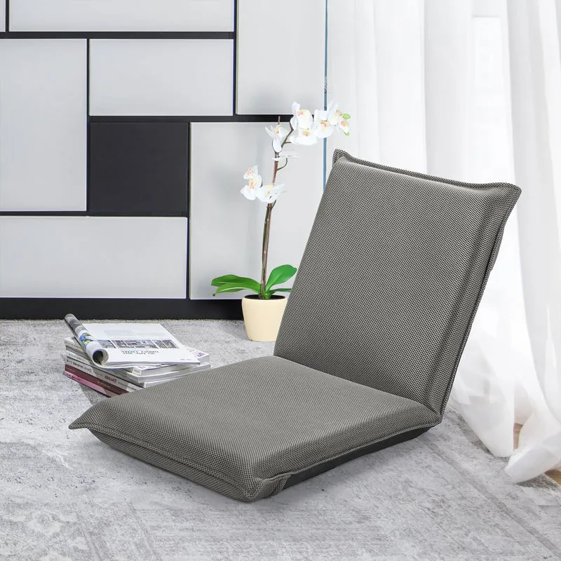 Costway - Chaise de Sol, Banquette Convertible, Pliable Tatami Inclinable en 6 Position, 44 x 54,5 x 53,5 CM, Gris