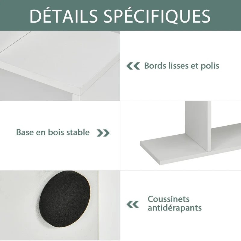 Costway - Étagère Bibliothèque, 6 Niveaux, Etagere de Rangement, Etagere Colonne, Etagere Salon, Forme de S pour Salon Chambre, Blanc