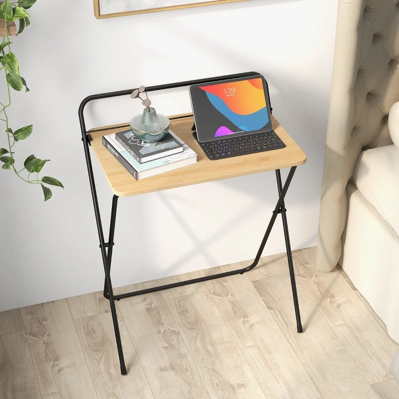 Costway - Petit Bureau de 60 сm, Bureau Pliable, Bureau Ordinateur, Bureau Informatique, Table de Bureau, Poste de Travail, Naturel