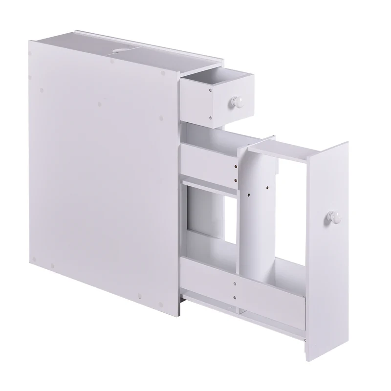 Costway - Armoire WC, Armoire salle de bain, Petit Meuble salle de bain, Armoire de toilette, avec Deux Tiroir pour Cuisine Salle de Bains, Blanc