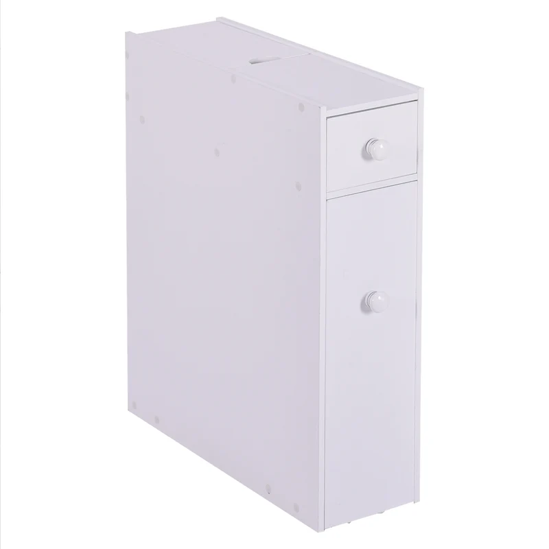 Costway - Armoire WC, Armoire salle de bain, Petit Meuble salle de bain, Armoire de toilette, avec Deux Tiroir pour Cuisine Salle de Bains, Blanc