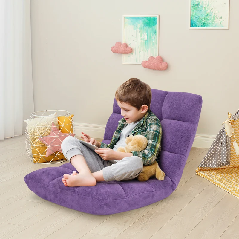 Costway - Chaise de Sol, Canapé Lit, Banquette Convertible, Canapé Lit Convertible, avec 14 Positions Réglables 54,5 x 54,5 x 56CM, Violet