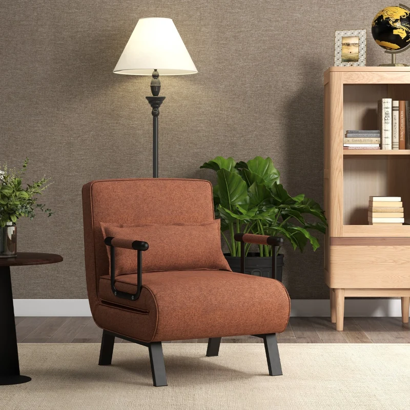 Costway - Fauteuil convertible 4 en 1, canapé-lit 1 place, dossier réglable en 6 positions, avec oreiller, café