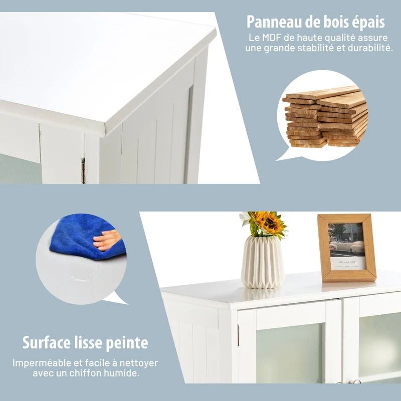 Costway - Armoire salle de bain, Meuble Rangement salle de bain, Armoire WC, Meuble de Salle de Bain, avec Etagère Réglable Armoire Polyvalent, Blanc