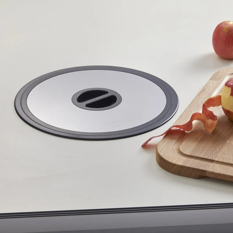 Vide-déchets à encastrer pour sac 20 L, noir et inox, Ø 295 mm