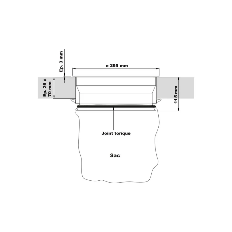 Vide-déchets à encastrer pour sac 20 L, blanc, Ø 295 mm