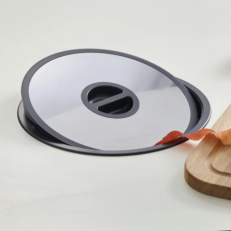 Vide-déchets à encastrer 13 L, noir et inox, Ø 295 mm (version seau)