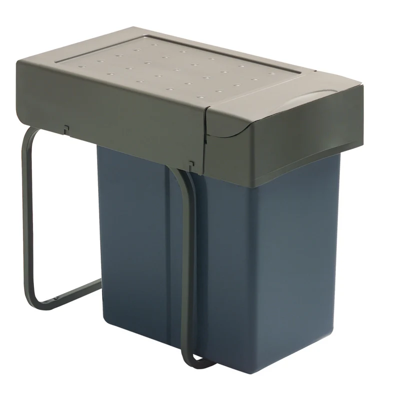 Poubelle 1 bac 20 L pour meuble de 300 mm, anthracite et beige